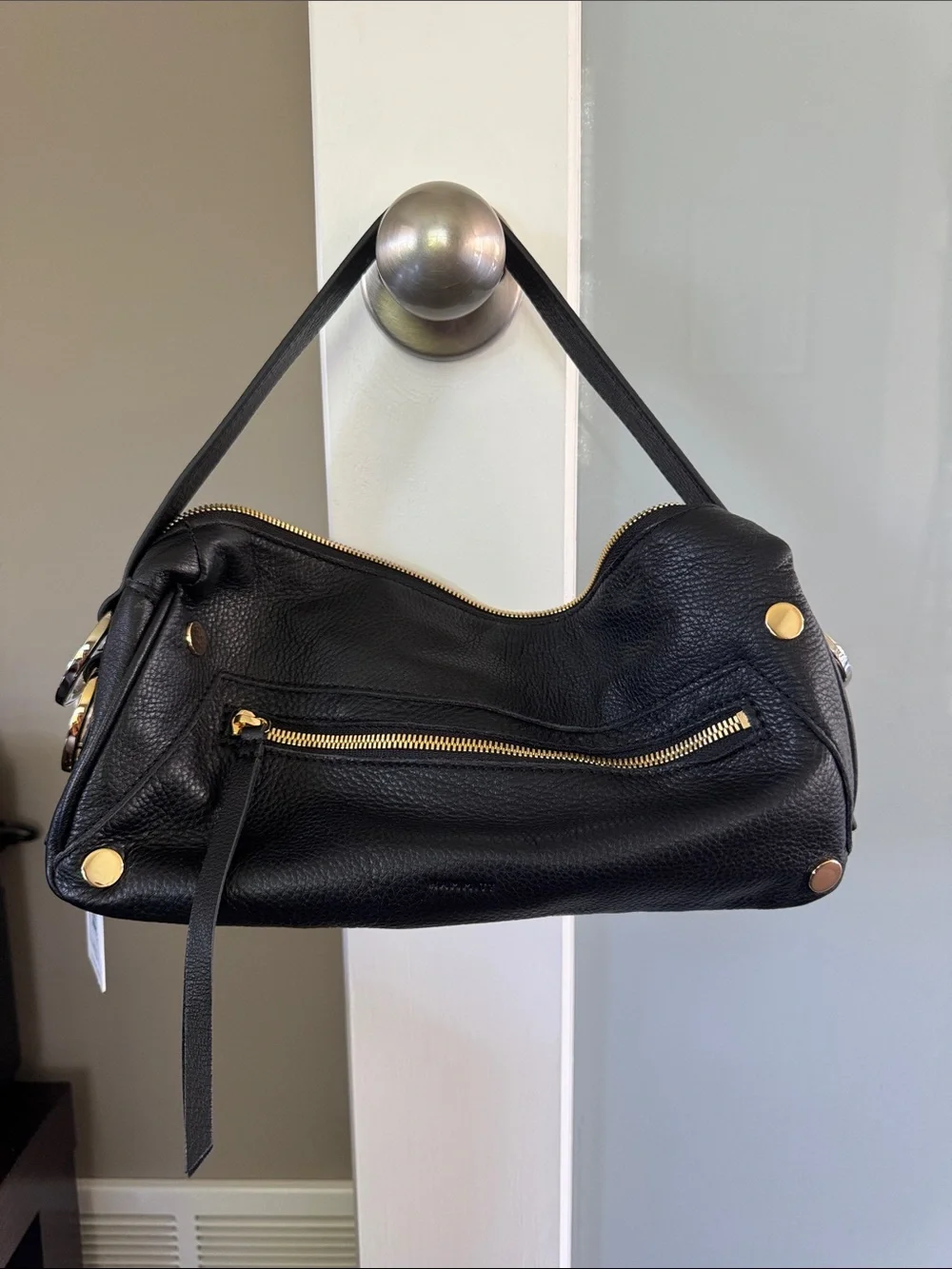 Hammitt Black Leather Crossbody with Gold Hardware